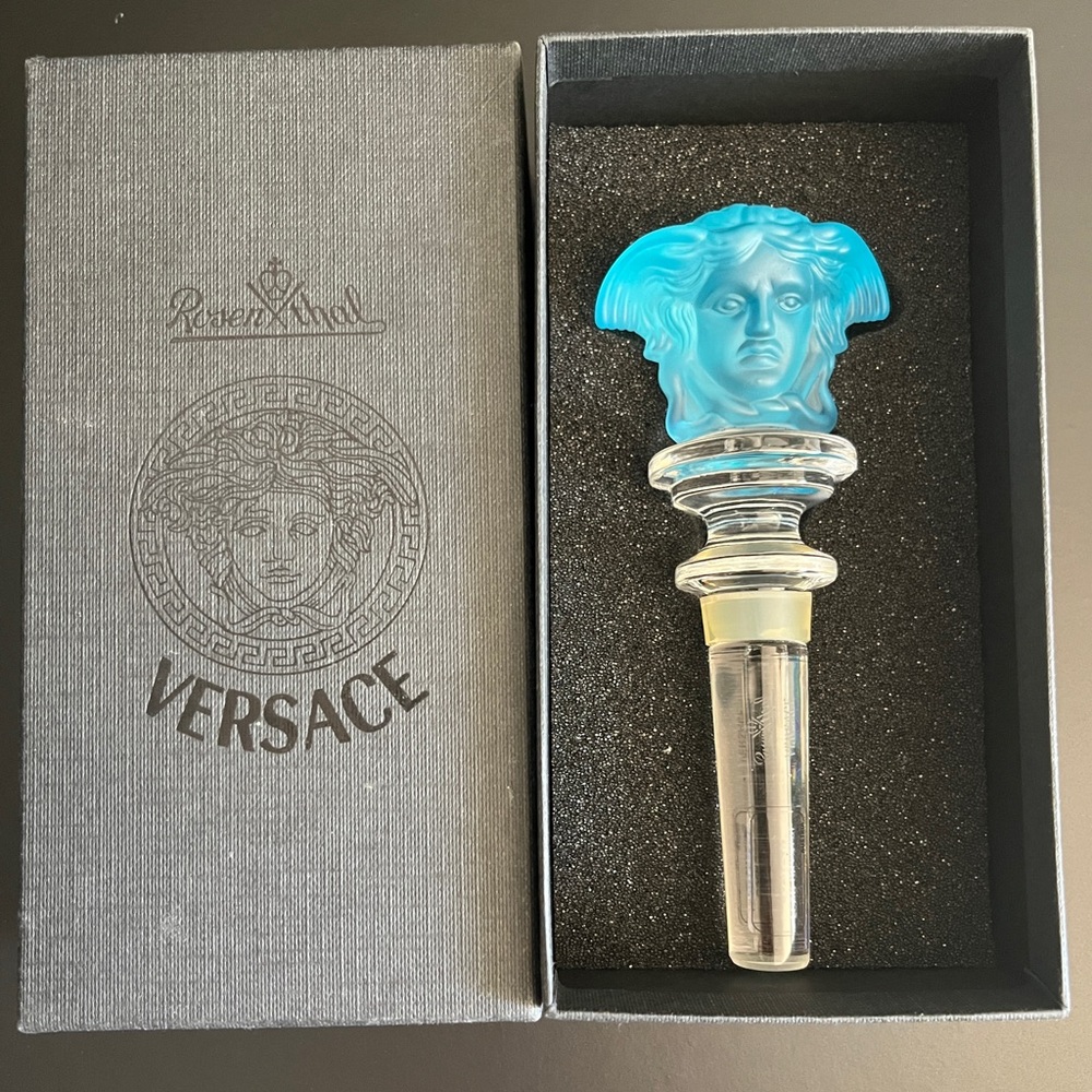 NWB Versace Rosenthal Light Blue Wine Stopper
